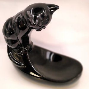 Vintage Royal Haeger Mid Century Black Cat Fish Bowl Stand